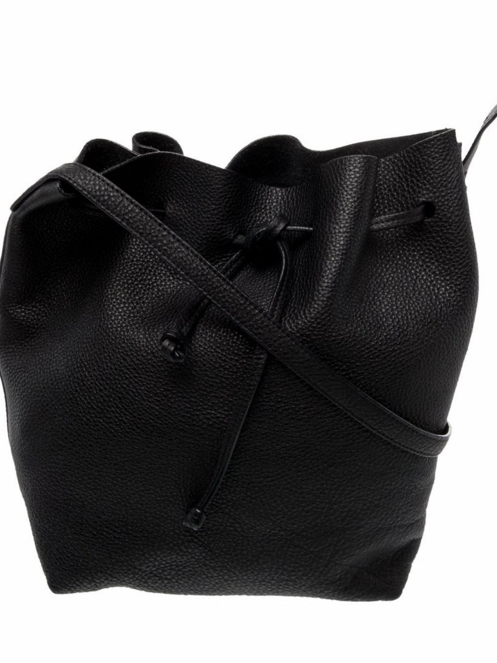 Mansur Gavriel Black Leather Drawstring Bucket Bag